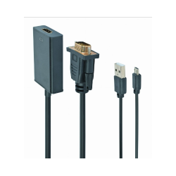 Adaptor Gembird A-VGA-HDMI-01, VGA male - HDMI female, 0.15m, Black