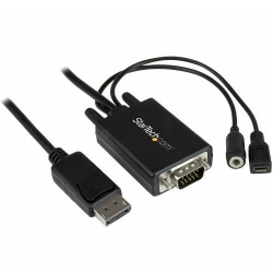 Cablu Startech DP2VGAAMM3M, DisplayPort - VGA + 3.5mm mini jack + micro USB-B, 3m, Black