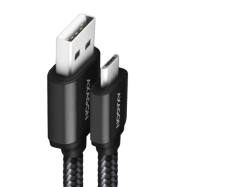 Cablu USB-Micro  la USB-A, 1.5m, 2.4A, impletit, negru