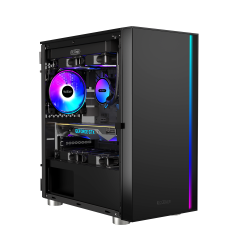 CARCASA PCCOOLER, Middle Tower, mATX, ITX, fara sursa, sticla securizata, 1 ventilator inclus ARGB, negru, USB 3.2 gen 1 x 1, USB 2.0 x 2, mic, audio, \