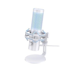 Microfon HyperX QuadCast 2 Frost pentru gaming, streaming si podcasting, USB-C, senzor Tap-to-Mute, indicator LED stare microfon, control on-board, stand antisoc demontabil, iluminare LED, PC/Mac/PS5/PS4, alb