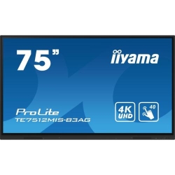 Monitor IIYAMA ProLite TE7512MIS-B3AG, 4K, IPS, ecran tactil, negru, 75 inch