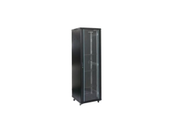 Rack 42U 800x800, montare pe podea, usa din sticla, panouri laterale detasabile si securizate, dezasamblat, culoare negru RAL 9004, DATEUP 