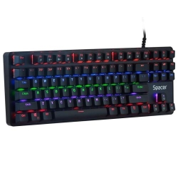 Tastatura Gaming Mecanica Spacer Immortal, switch-uri mecanice albastre, 87 taste, anti-ghosting 28 taste, anti-spill, neagra