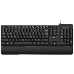 Tastatura GENIUS USB, 105 taste + 12 taste multimedia, palm rest, negru