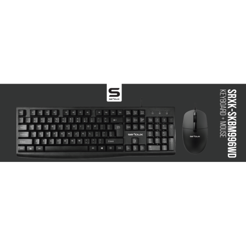 Set tastatură și mouse Serioux, USB, 104 taste, negru, 440x159x25mm, 109x61x37mm